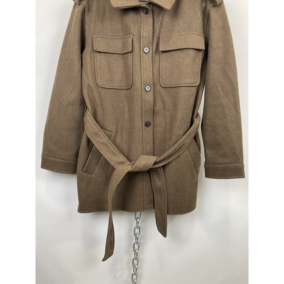 7 FOR ALL MANKIND BROWN WOOL TIE WAIST JACKET SIZE MEDIUM - Picture 3 of 11